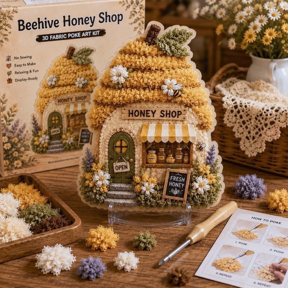 Art Craft House Making - House Scene Poke Art Kit Mushroom
