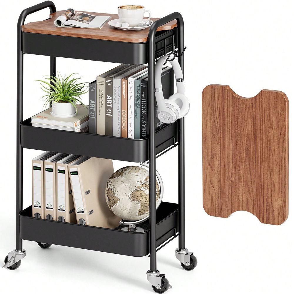 Art Craft Easy - 3Tier Rolling Cart, Metal Utility Cart