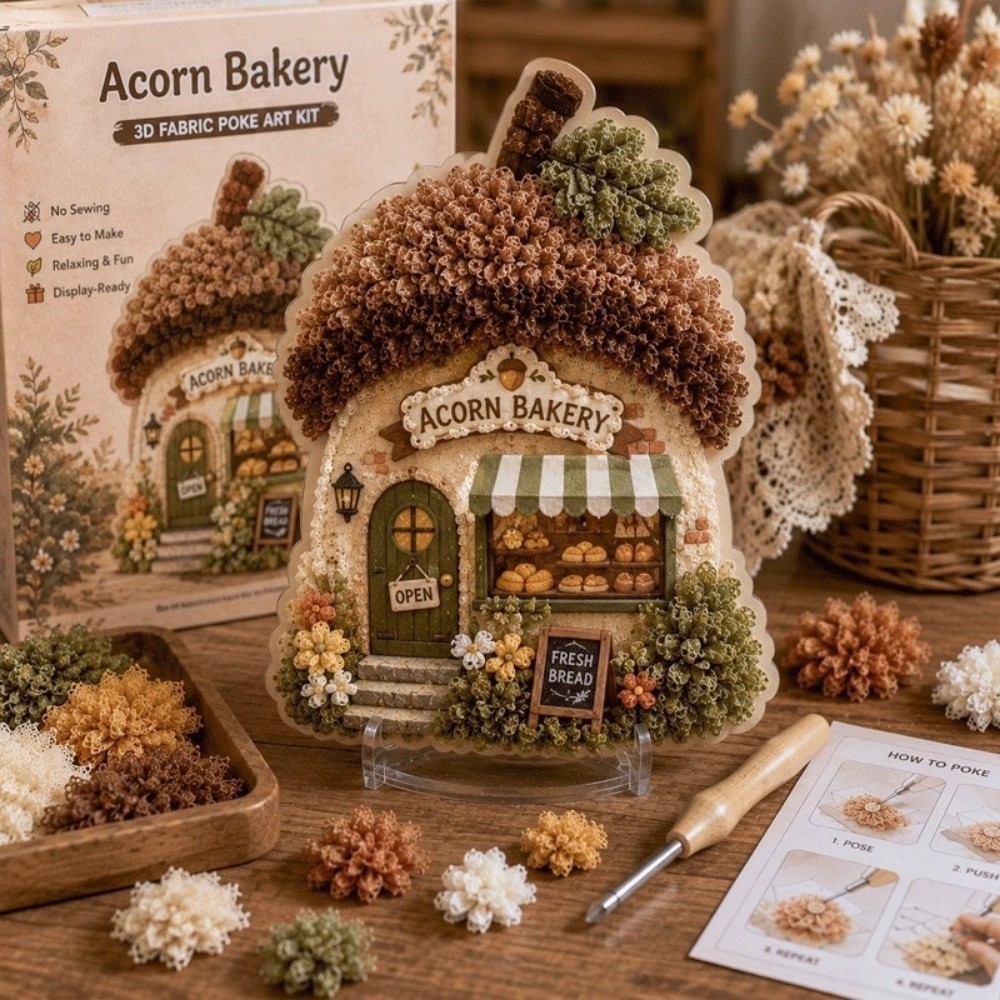 Art Craft House Making - House Scene Poke Art Kit Mushroom