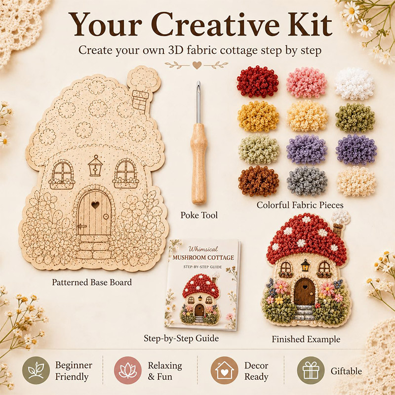 3D Mushroom House Poke Art DIY - đánh giá và giá Art Crafting
