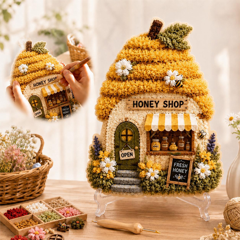 3D Mushroom House Poke Art DIY - đánh giá và giá Art Crafting