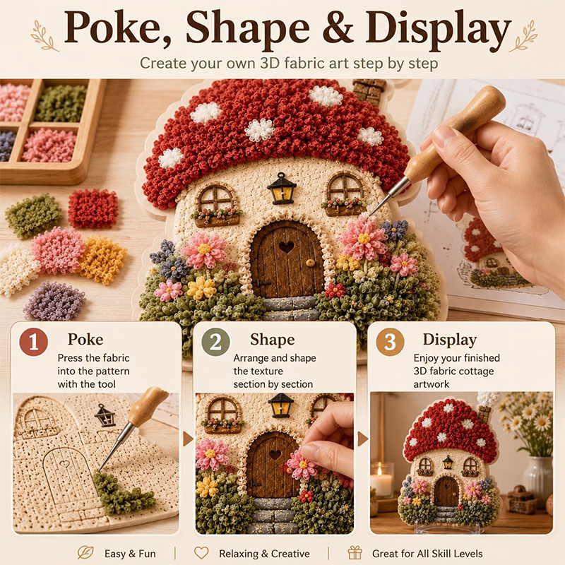 3D Mushroom House Poke Art DIY - đánh giá và giá Art Crafting