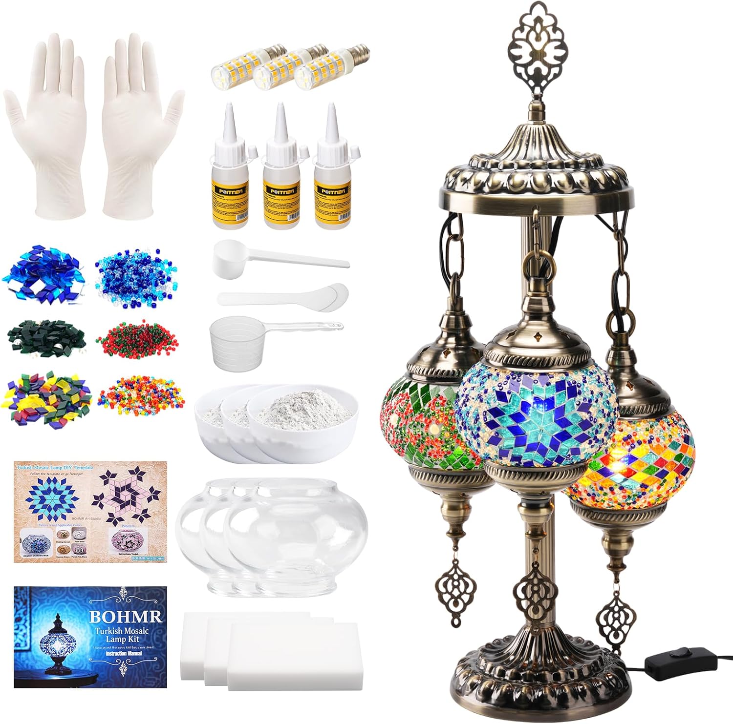 DIY 3 Globe Turkish Mosaic Lam - đánh giá và giá Art Crafting