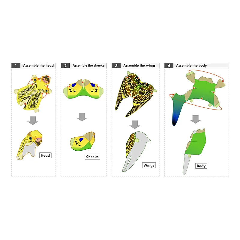 Budgerigar Parrot Bird Handmad - đánh giá và giá Art Craft With Cardboard